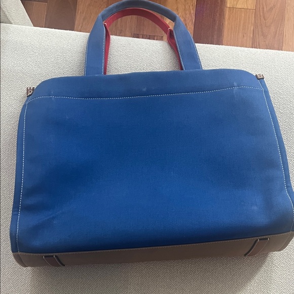 Tory Burch Red and Blue Canvas Tote - Picture 4 of 7